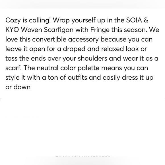 New SOIA & KYO woven color blocked open wrap/scarf/cardigan with fringe trim - Picture 10 of 10
